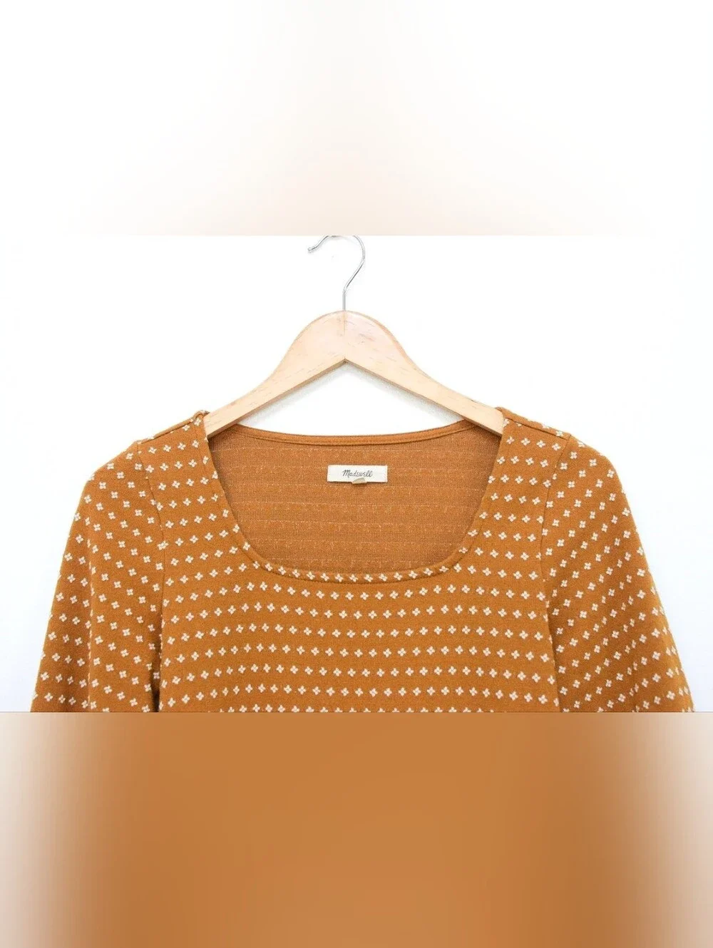 Madewell Floral Jacquard Square Neck Top Mustard Yellow White Sz XS Ditsy Boho